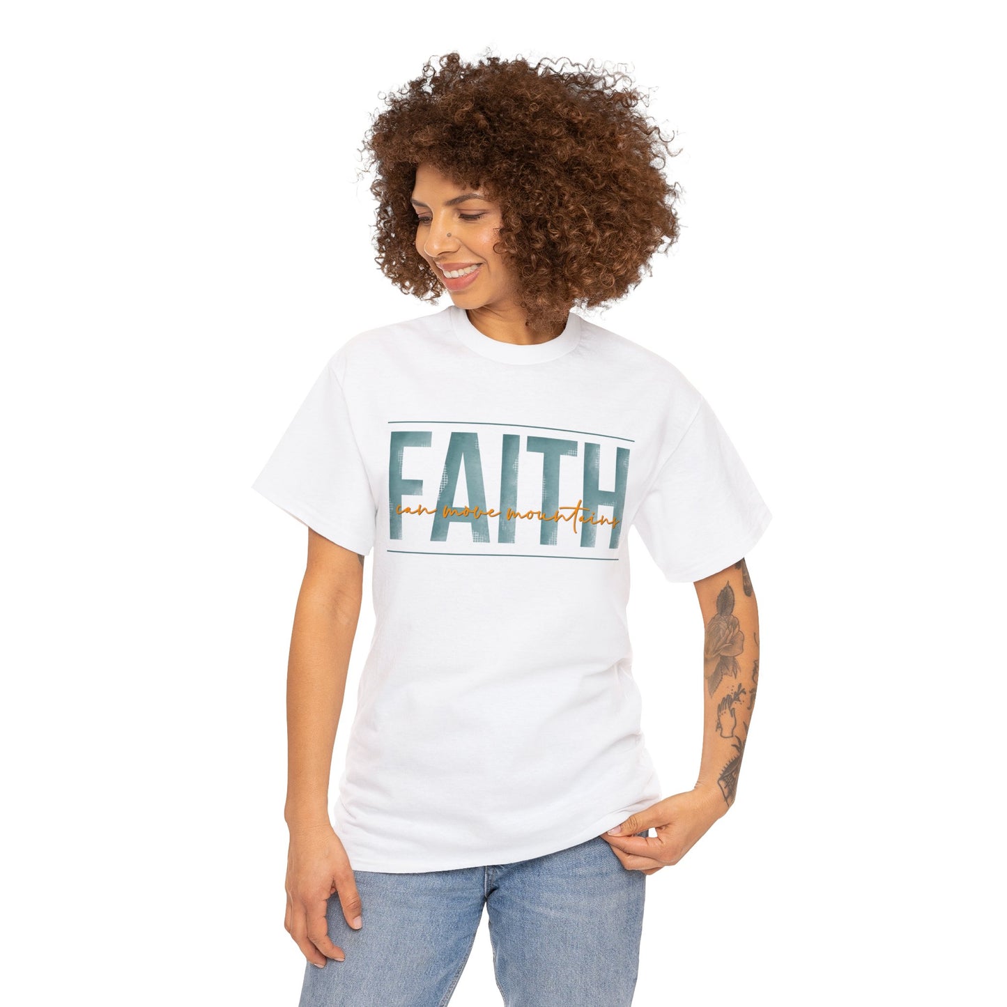 Faith Can Move Mountains Unisex Heavy Cotton Tee