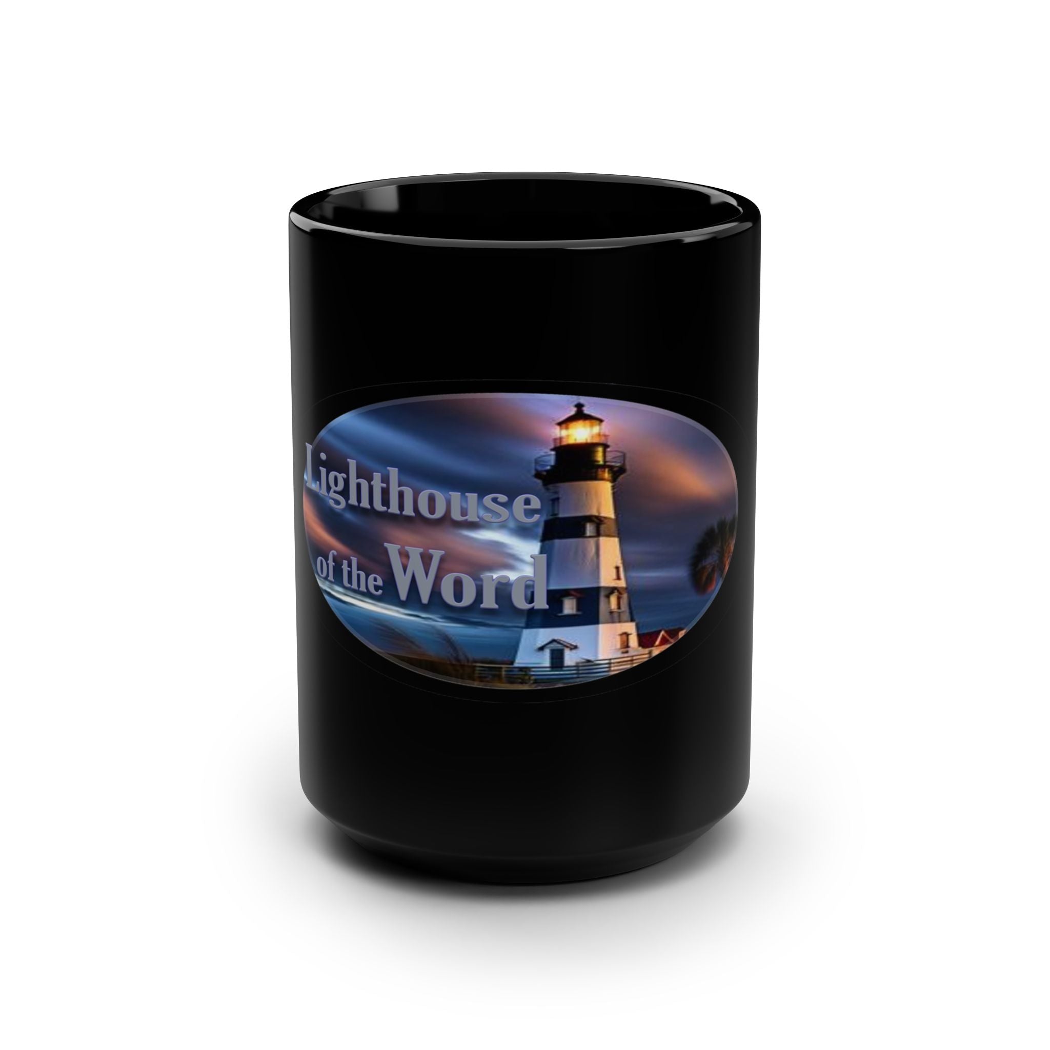 Lighthouse of the Word Black Mug, 15oz
