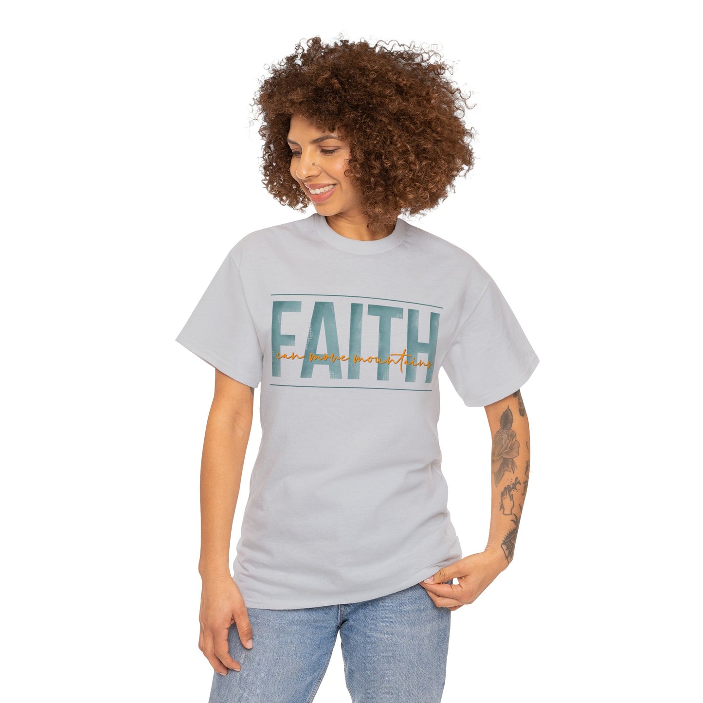 Faith Can Move Mountains Unisex Heavy Cotton Tee