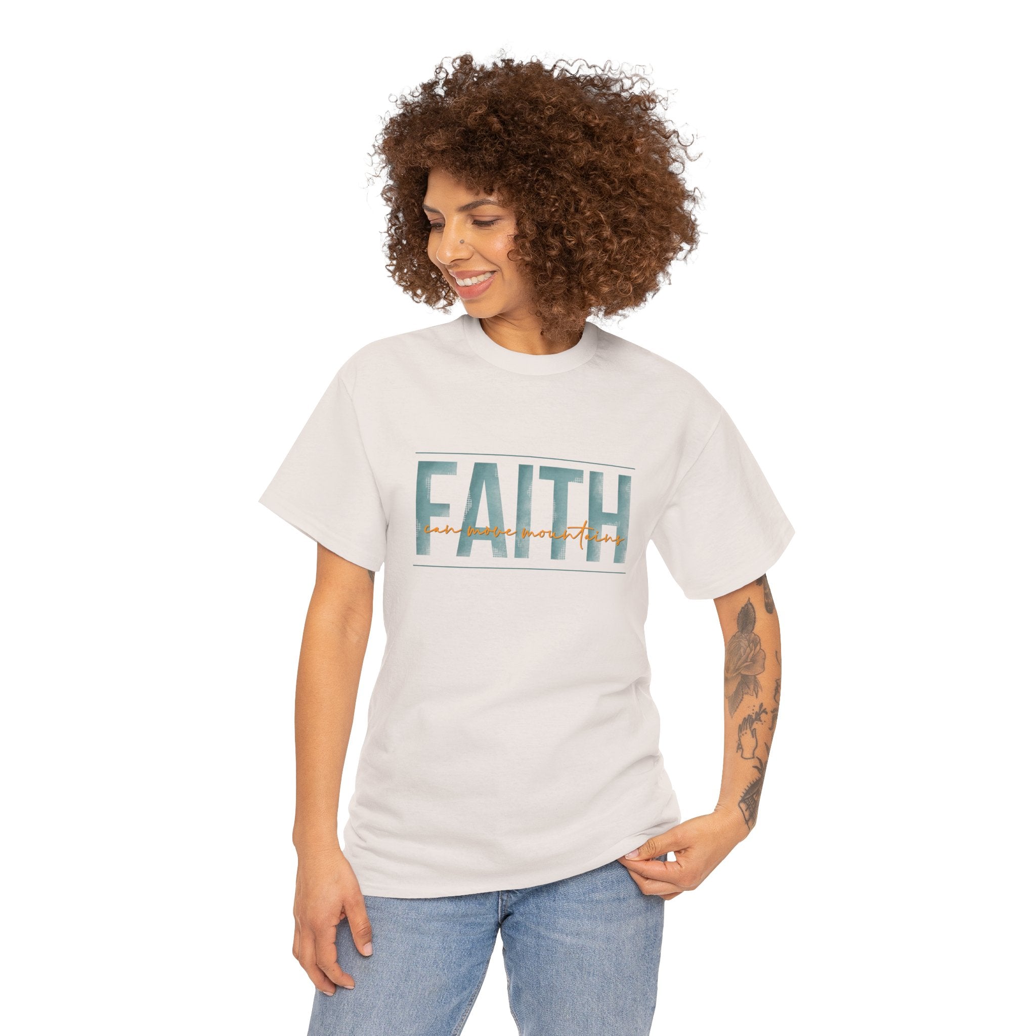 Faith Can Move Mountains Unisex Heavy Cotton Tee